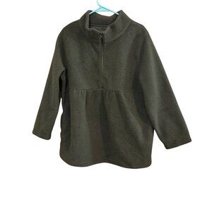 Isabel Maternity Olive Green Fleece Pullover With Half-Zip M For Pregnancy Comfy